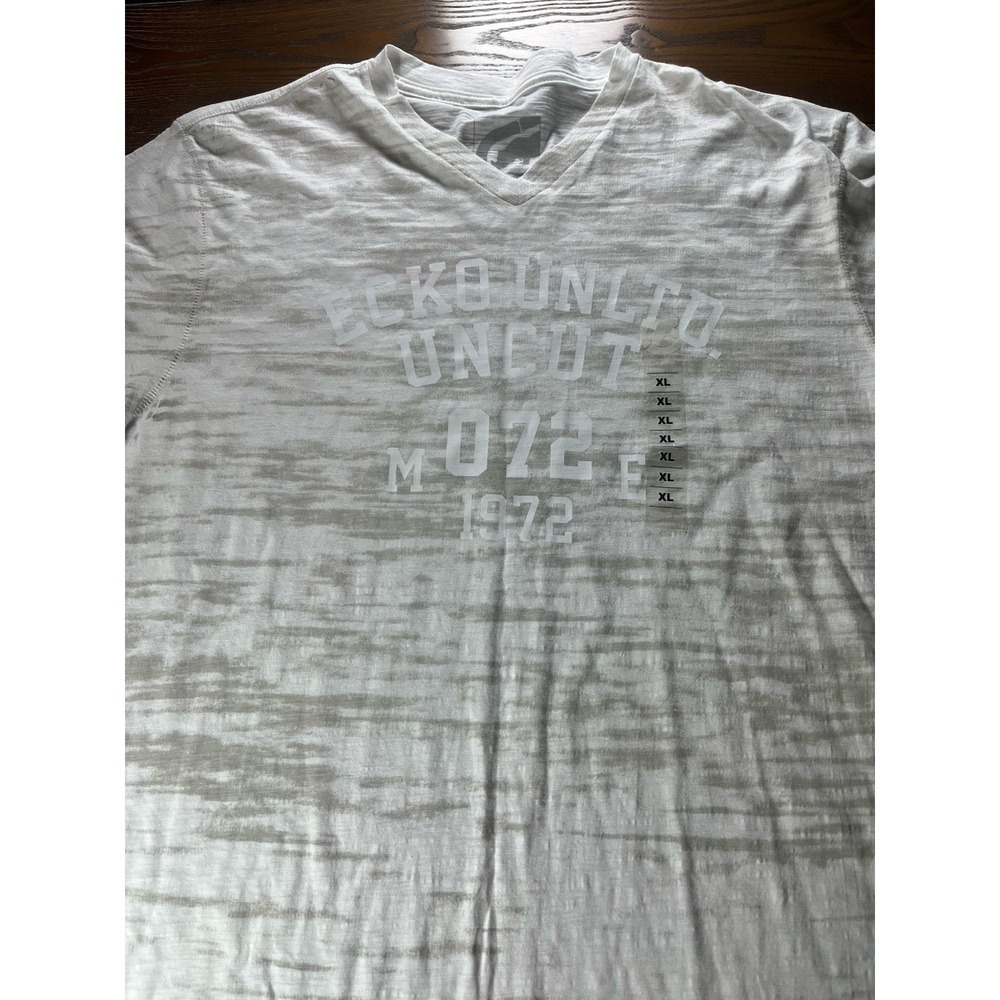 Mens Graphic Ecko Unltd Uncut White Gray Short Sleeve Vneck T Shirt Size XL
